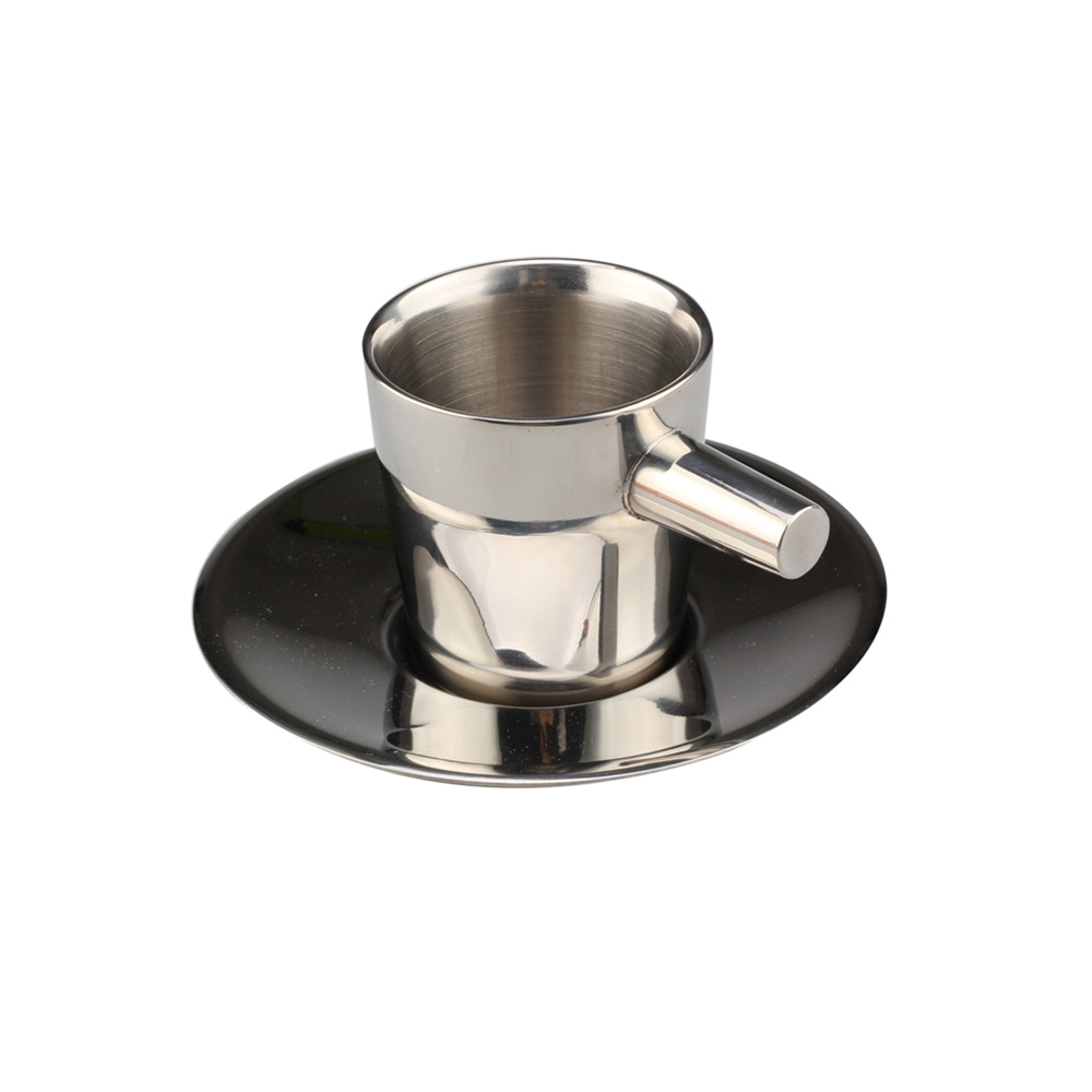 Stainless Steel Double Wall Coffee Mug With Saucer Cup