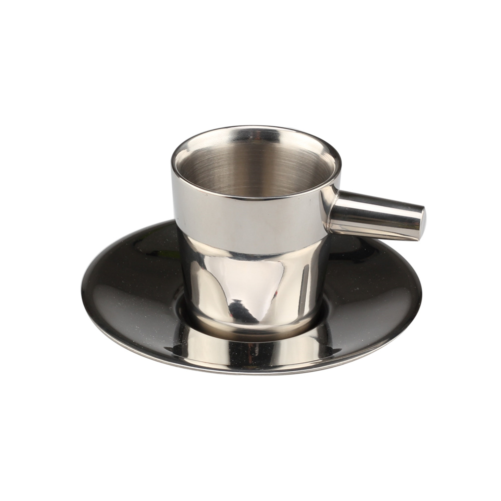 Stainless Steel Double Wall Coffee Mug With Saucer Cup