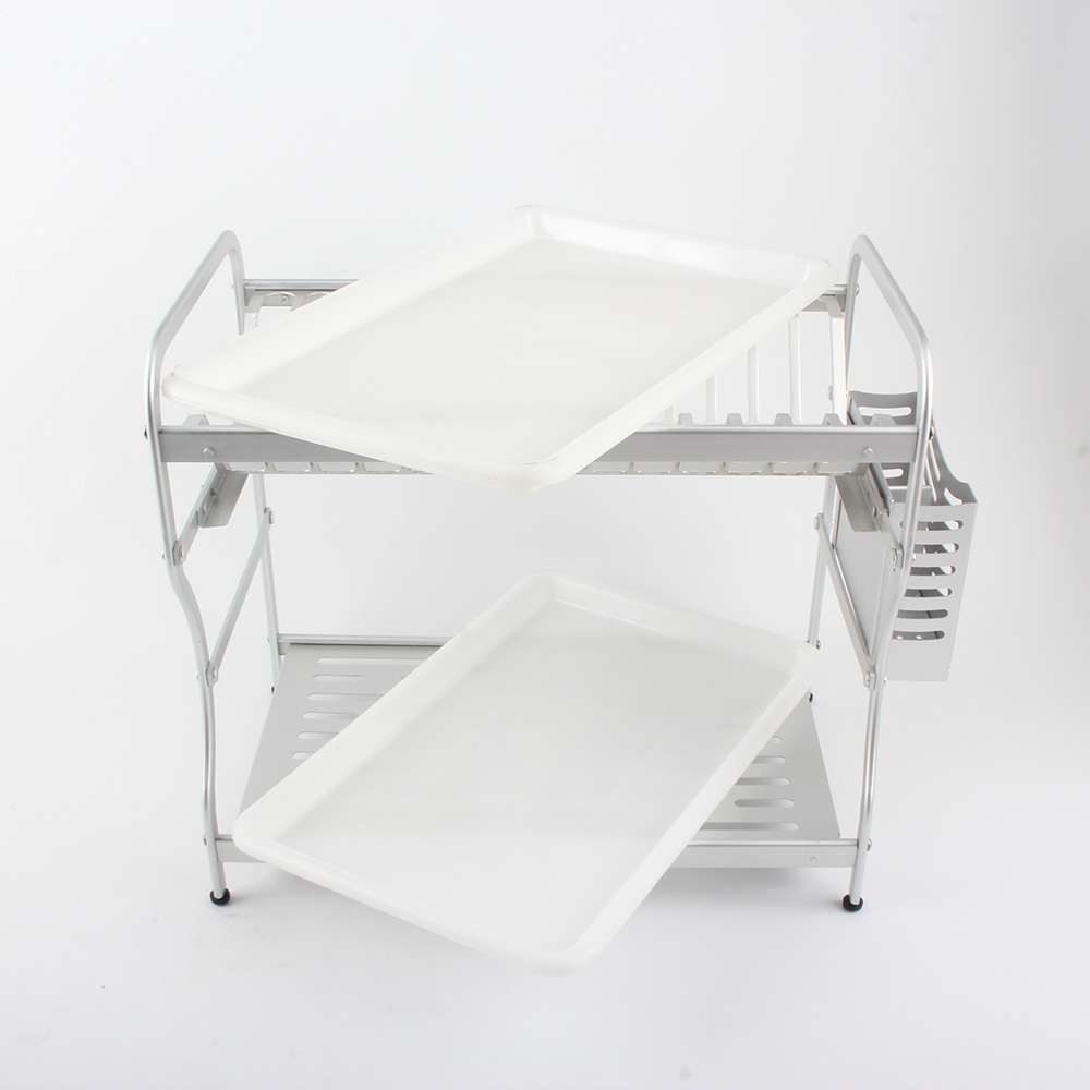 Multifunctional Dish Rack for Kitchen Counter, Anti-Rust Dish Drainers With Cutlery & Cup Holders