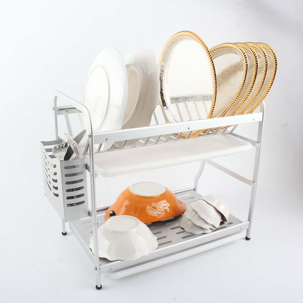 Multifunctional Dish Rack for Kitchen Counter, Anti-Rust Dish Drainers With Cutlery & Cup Holders