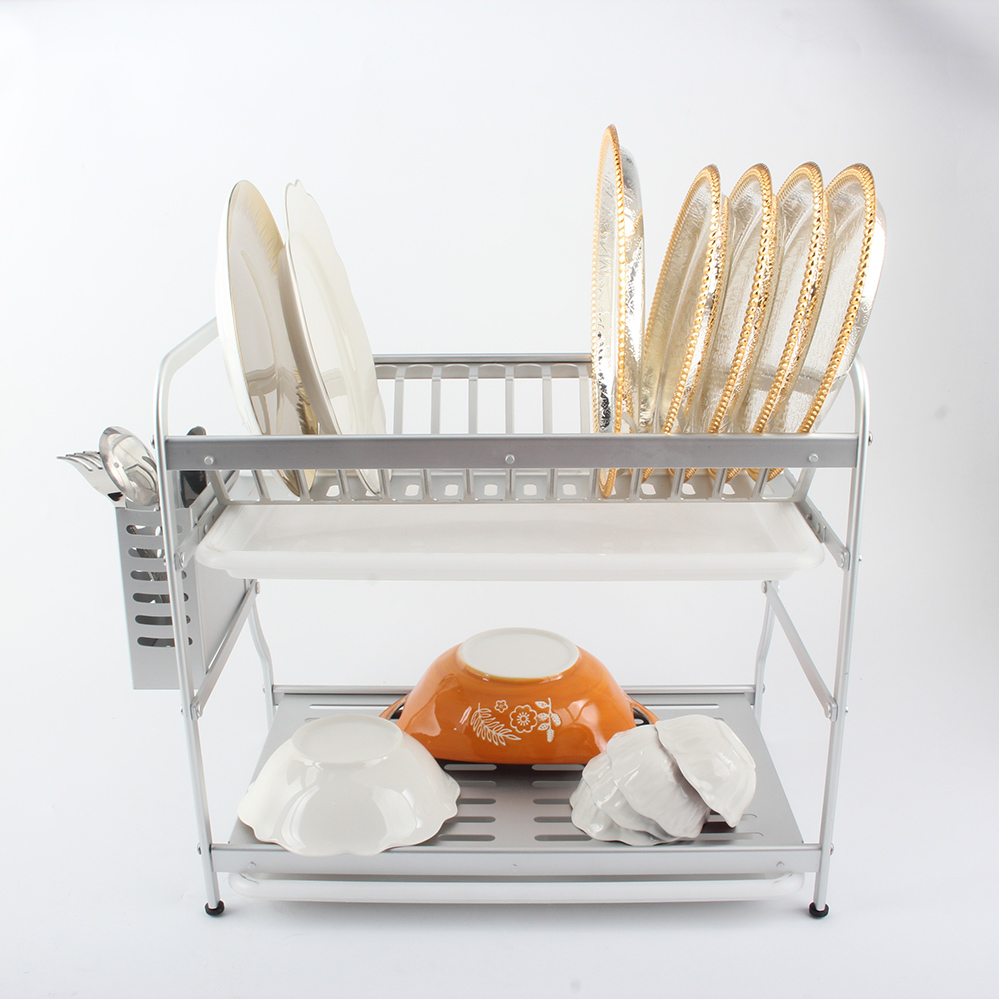 Multifunctional Dish Rack for Kitchen Counter, Anti-Rust Dish Drainers With Cutlery & Cup Holders