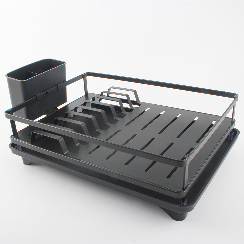 Dish Rack With Drainboard, Rustproof Dish Drainer With Utensil Holder for Sink